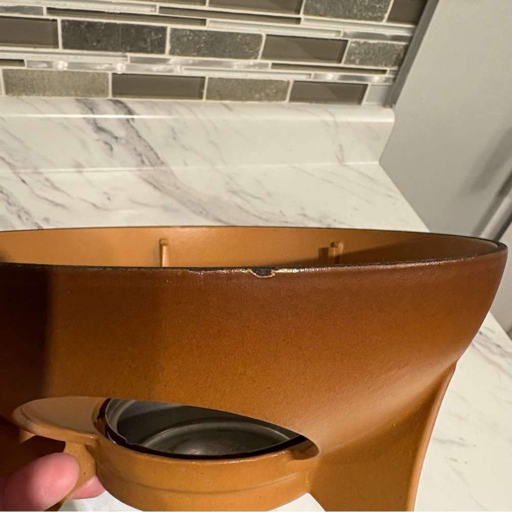 Vintage LeCreuset Fondue Pot Enameled Cast Iron Ombre Terra - Picture 6 of 16